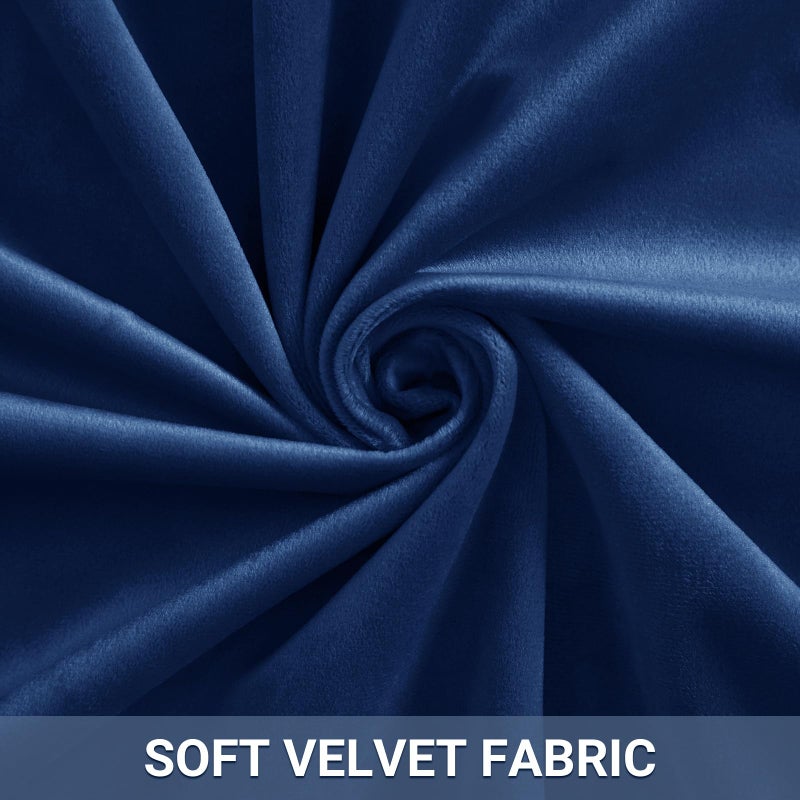 Dreaming Casa Royal Blue Velvet Room Darkening Curtains for Living Room Thermal Insulated Rod Pocket Back Tab Window Curtain for Bedroom 2 Panels 52" W x 108" L - Image 3